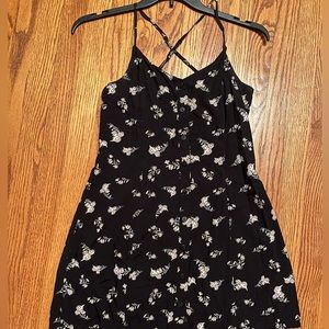 Garage Mini Sundress Black with lavender Flowers size Medium